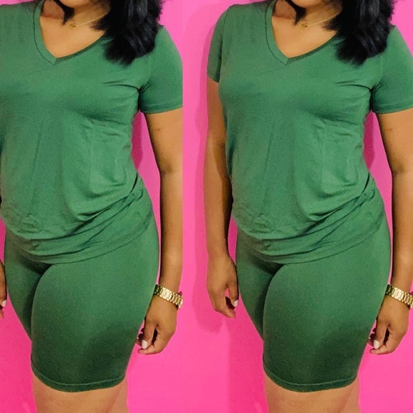 Olive Green Women’s New Biker Short Set - Picture 4 of 4